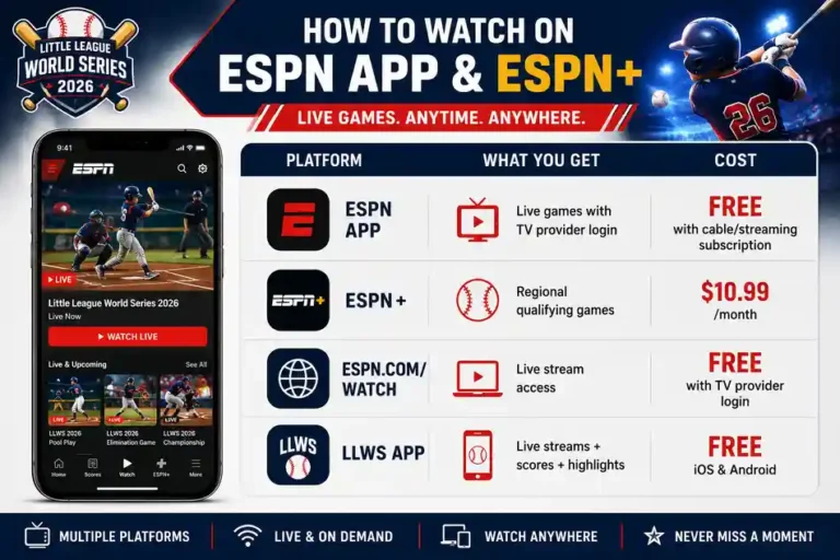 Little League World Series 2026 TV Channel live on mobile using ESPN app