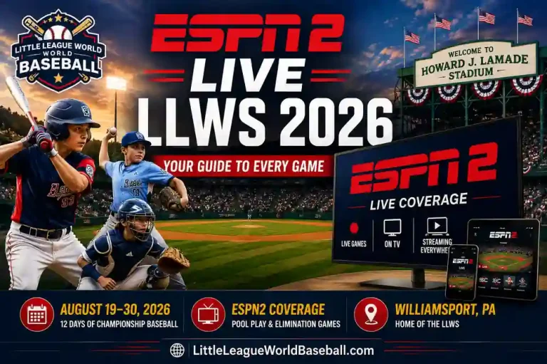 ESPN2 Live Little League World Series 2026: How to Watch Every Game 2 ESPN2 Live LLWS 2026 hero image featuring Little League players Howard J Lamade Stadium streaming devices and live tournament coverage in Williamsport Pennsylvania