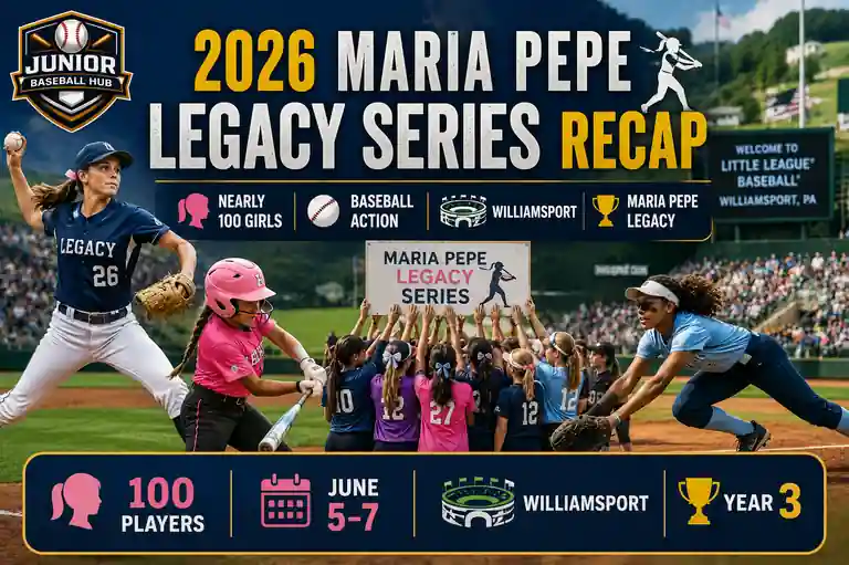 Maria Pepe Little League Baseball Legacy Series 2026 recap featuring nearly 100 girls playing baseball in Williamsport during the third annual Legacy Series event
