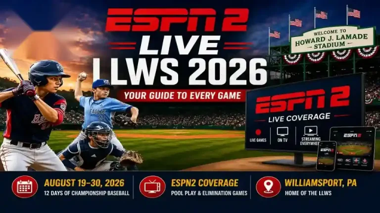 ESPN2 live coverage of Little League World Series 2026 games in Williamsport Pennsylvania