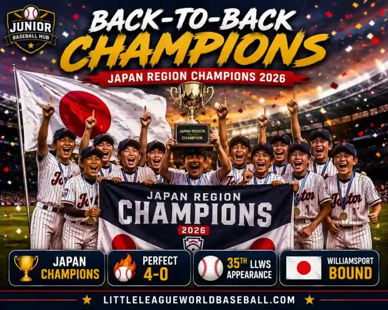 Japan Qualifies for 2026 LLWS as Joto Little League celebrates back-to-back Japan Region championships with a perfect 4–0 record, earning Japan's 35th Little League World Series appearance and a trip to Williamsport.