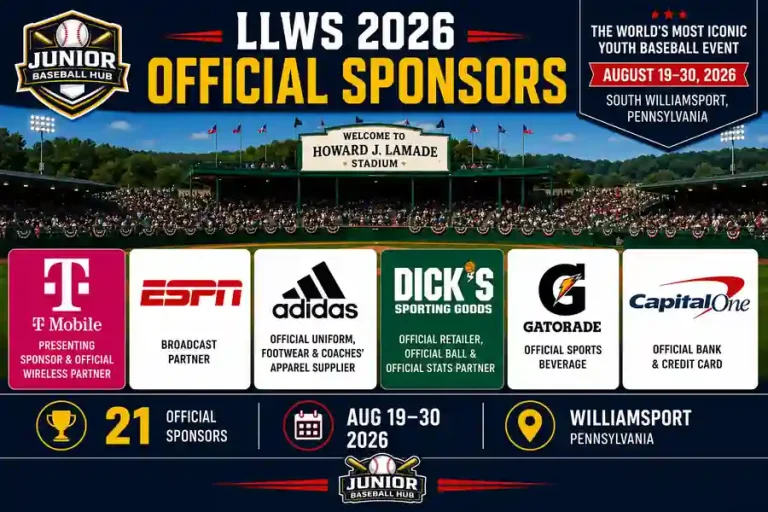 LLWS 2026 Sponsors: Every Official Partner and What They Do at LLWS 2 LLWS 2026 official sponsors graphic showing major partners, event dates, Williamsport location
