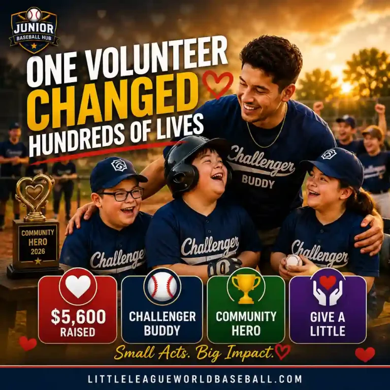 Little Leaguer Henri Vasquez Raises Over $3,000 for Challenger Division shareable feature image showing Henri celebrating with Challenger Division players after raising more than $5,600, earning Community Hero recognition, and inspiring others to give back.
