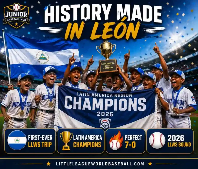 Nicaragua Qualifies for 2026 LLWS as Ministerio Sobre Las Alas Del Aguila Little League celebrates winning the Latin America Region championship with a perfect 7–0 record and the league's first-ever Little League World Series berth.