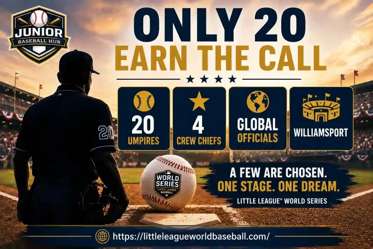Little League Baseball World Series 2026 Umpires: Complete Guide 1 Little League Baseball World Series 2026 Umpires feature image highlighting 20 selected umpires, 4 crew chiefs, global officials, Williamsport, and the road to the LLWS.