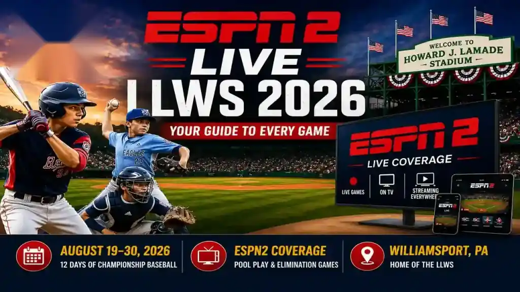 ESPN2 live coverage of the Little League World Series 2026 with TV and streaming information