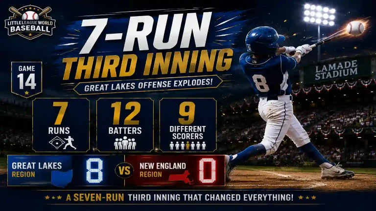 Great Lakes seven-run third inning in LLWS 2026 Game 14