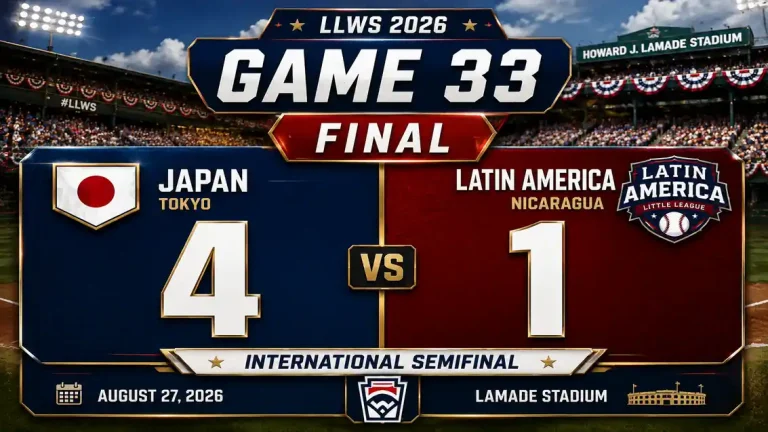 LLWS 2026 Game 33 Recap: Japan 4, Latin America 1 2 Japan 4-1 Latin America final score in LLWS 2026 Game 33