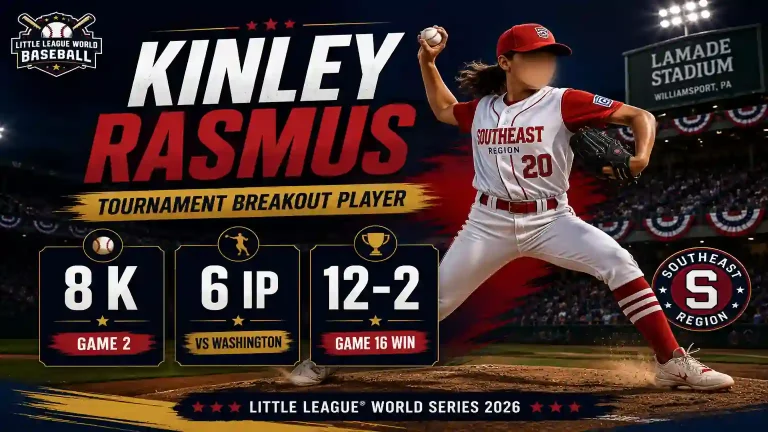 Kinley Rasmus breakout player for Southeast Alabama at the 2026 LLWS