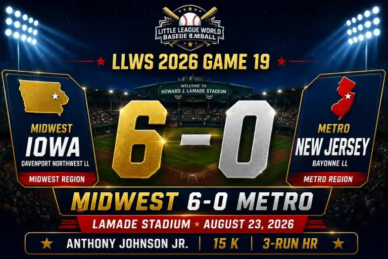 LLWS 2026 Game 19 Recap Midwest 6-0 Metro