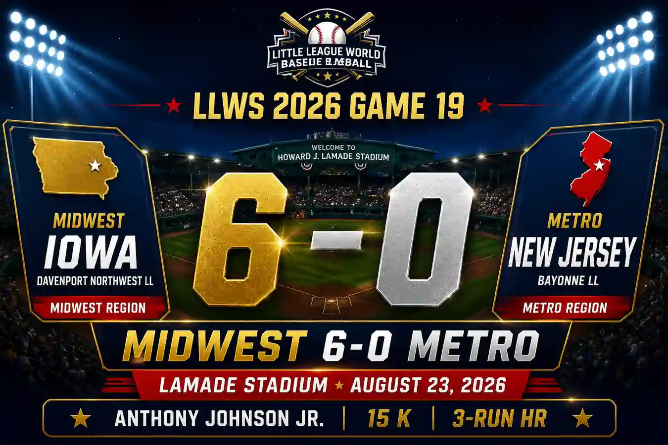 LLWS 2026 Game 19 Recap: Midwest 6, Metro 0 1 LLWS 2026 Game 19 Recap Midwest 6-0 Metro