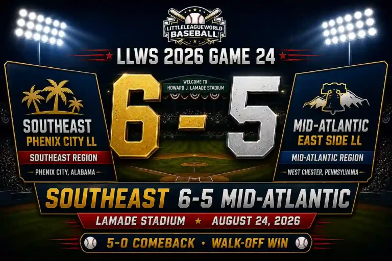 LLWS 2026 Game 24 Recap Southeast 6-5 Mid-Atlantic