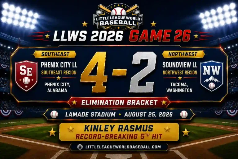LLWS 2026 Game 26 Recap: Southeast 4, Northwest 2 8 LLWS 2026 Game 26 Recap Southeast 4-2 Northwest