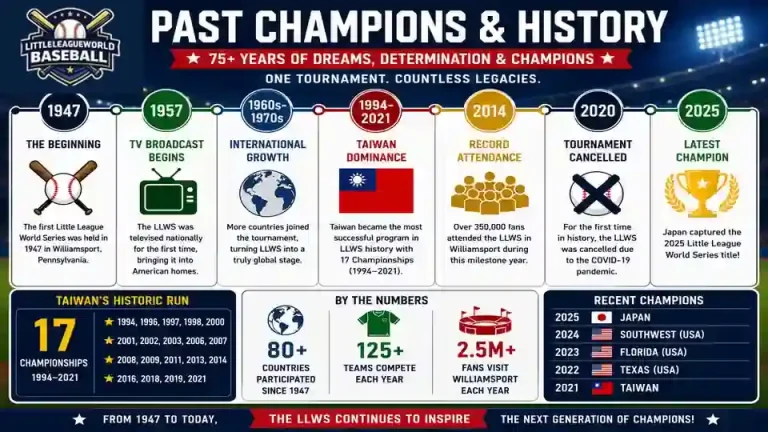 Little League World Series 2026 – Schedule, Teams & Live Streaming 10 Little League World Series past champions and history infographic