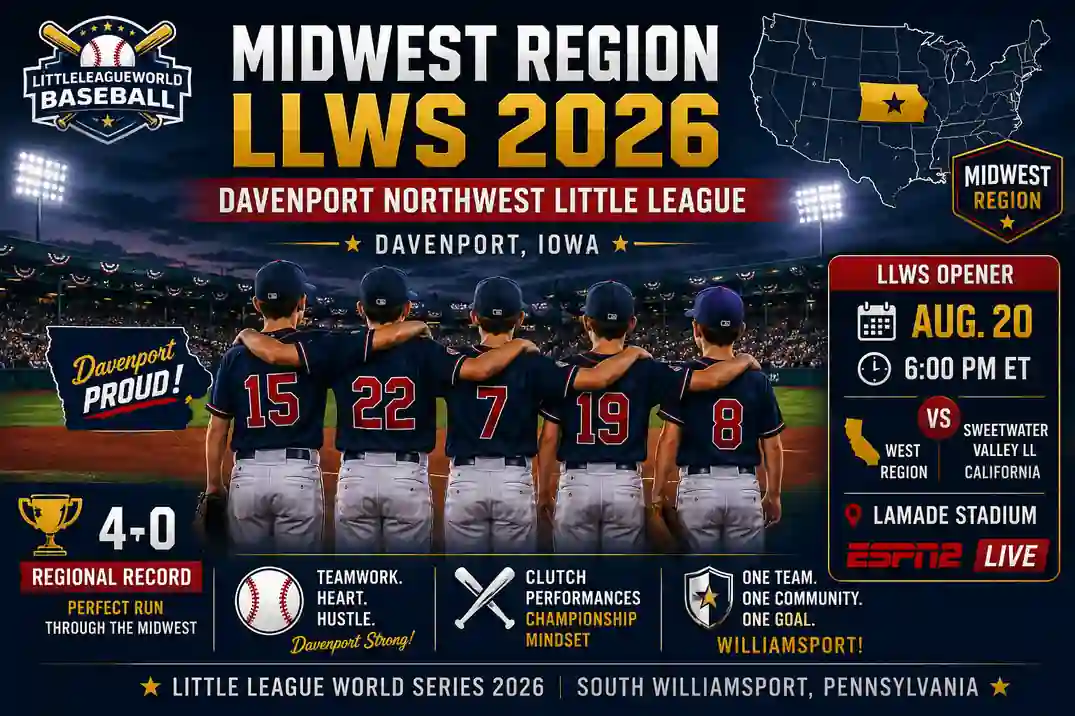 Midwest Region LLWS 2026 featuring Davenport Northwest Little League from Davenport Iowa