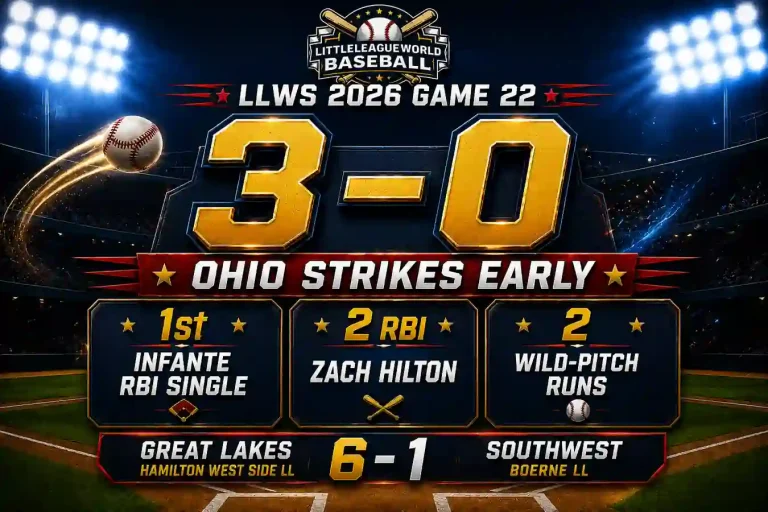 LLWS 2026 Game 22 Recap: Great Lakes 6, Southwest 1 2 Josiah Infante and Zach Hilton give Ohio an early lead in LLWS Game 22