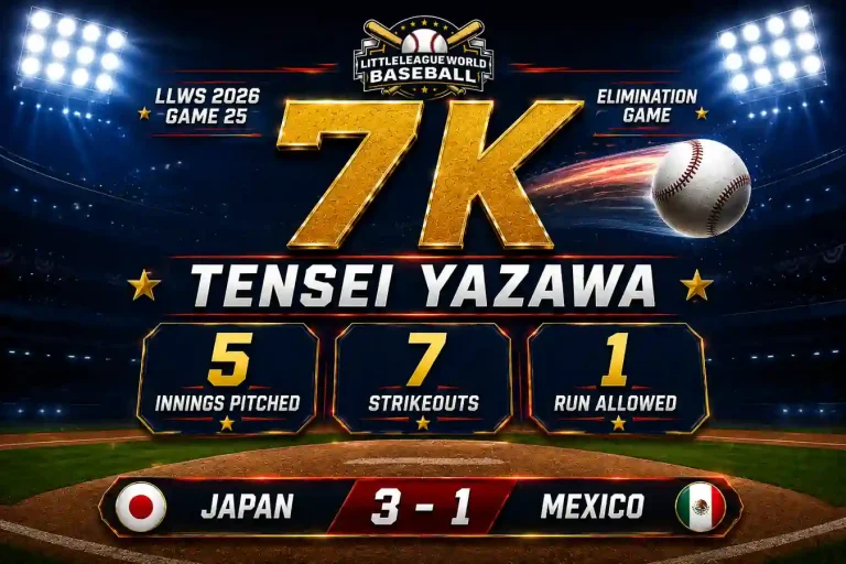Tensei Yazawa strikes out seven over five innings in LLWS Game 25