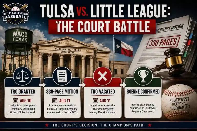 Tulsa National Little League Disqualified From 2026 LLWS: The Complete Story 4 ulsa vs Little League court battle showing TRO, 330-page motion and Boerne confirmation